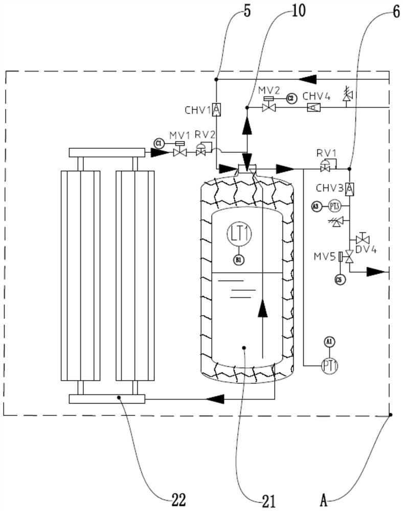Safe and low-energy-consumption cryogenic liquid output pressurization system
