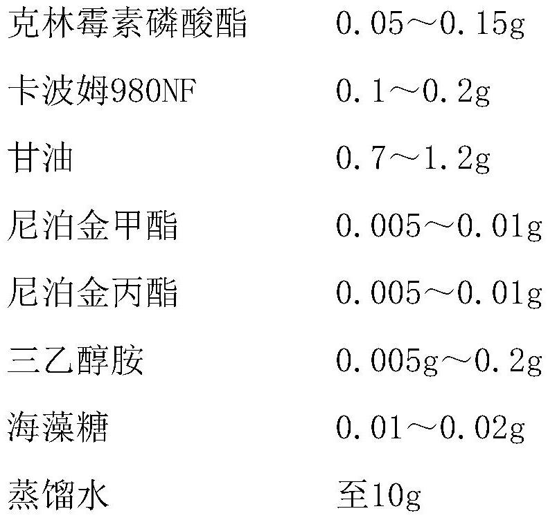 Clindamycin phosphoric acid gel composition and preparation method thereof