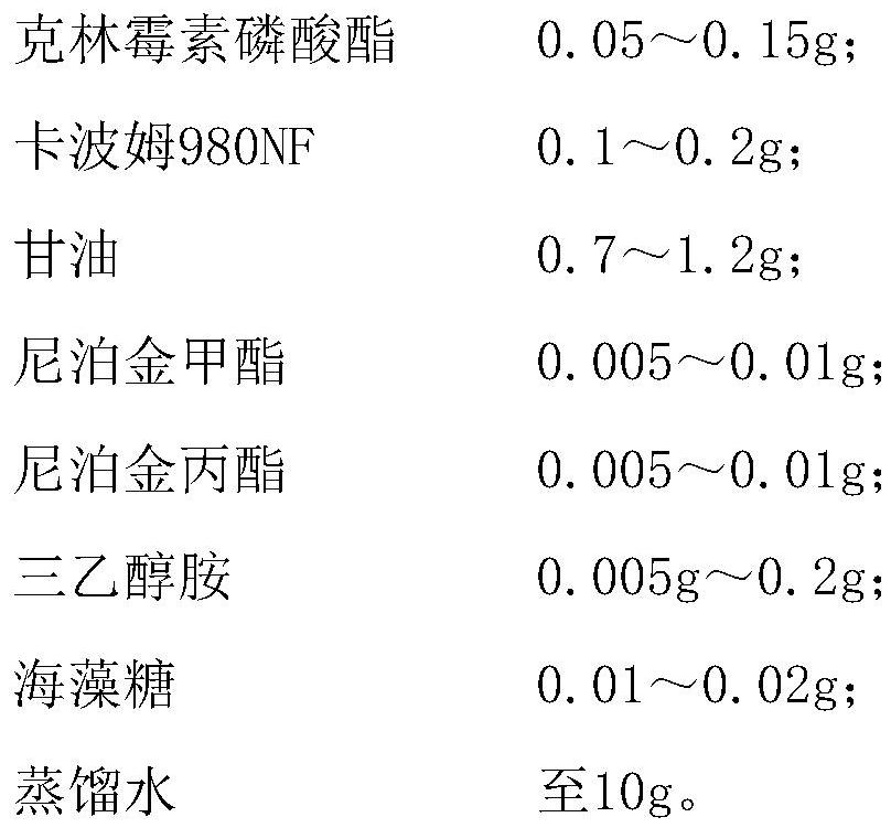 Clindamycin phosphoric acid gel composition and preparation method thereof