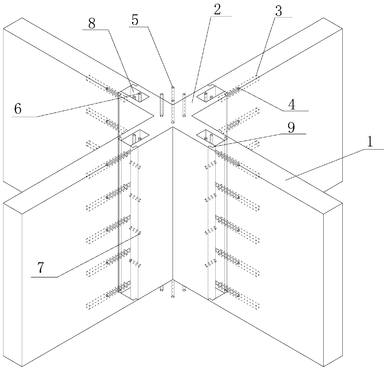 A special-shaped prefabricated prestressed wall connection structure and assembly method