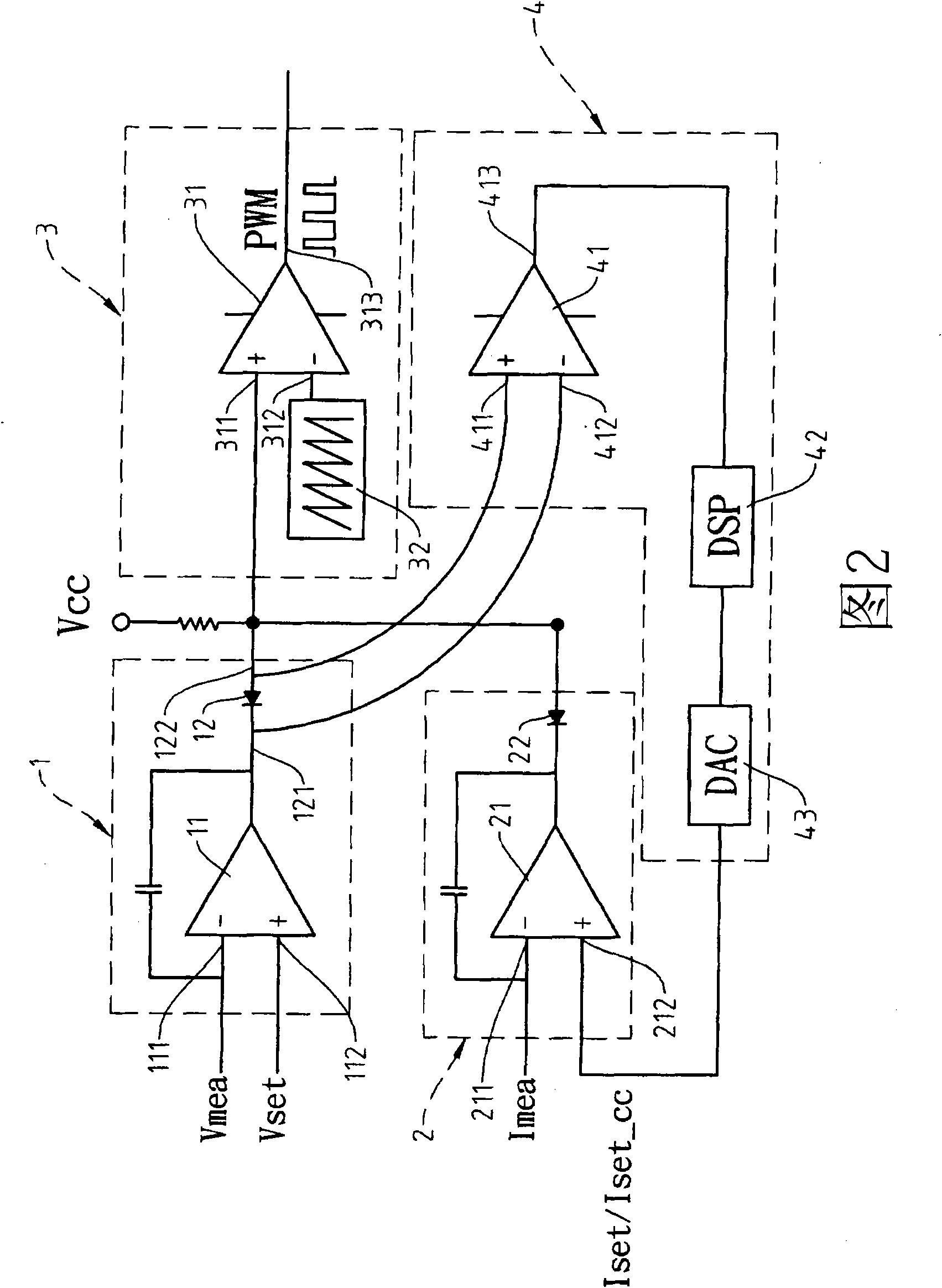 Current level change protection and control device for current supply