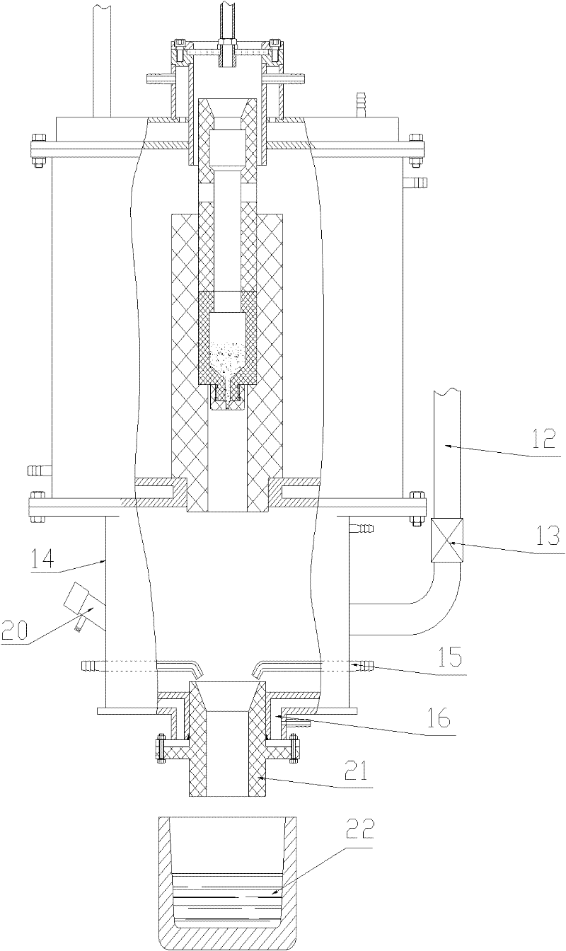 Vertical smelting furnace for continuously casting tungsten carbide