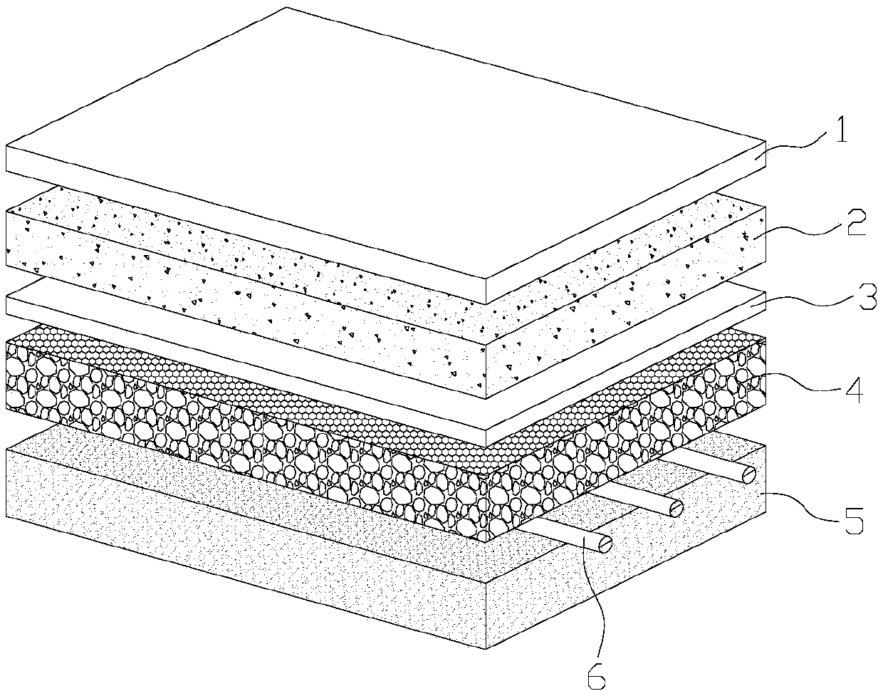 Basketball court ground structure with rapid water seepage