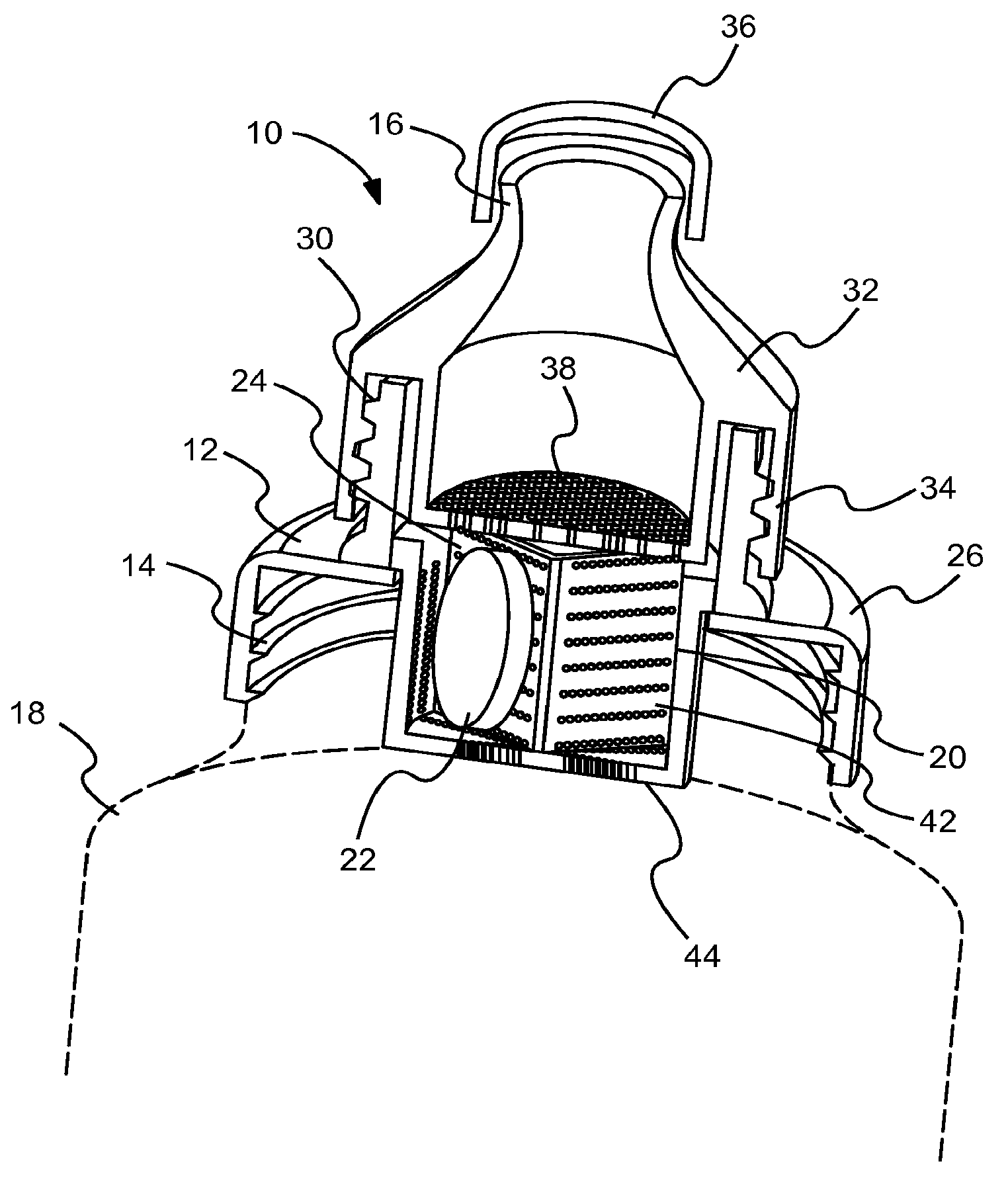 Water container cap for holding additives to water