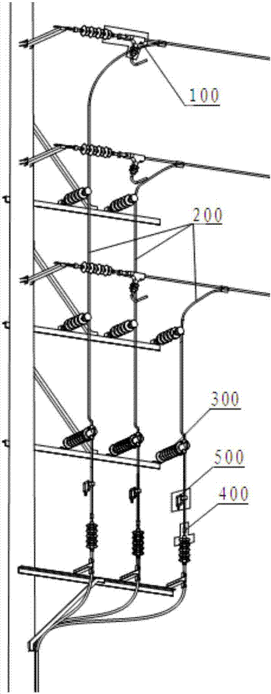 Fully insulated 35kv cable climbing pole device