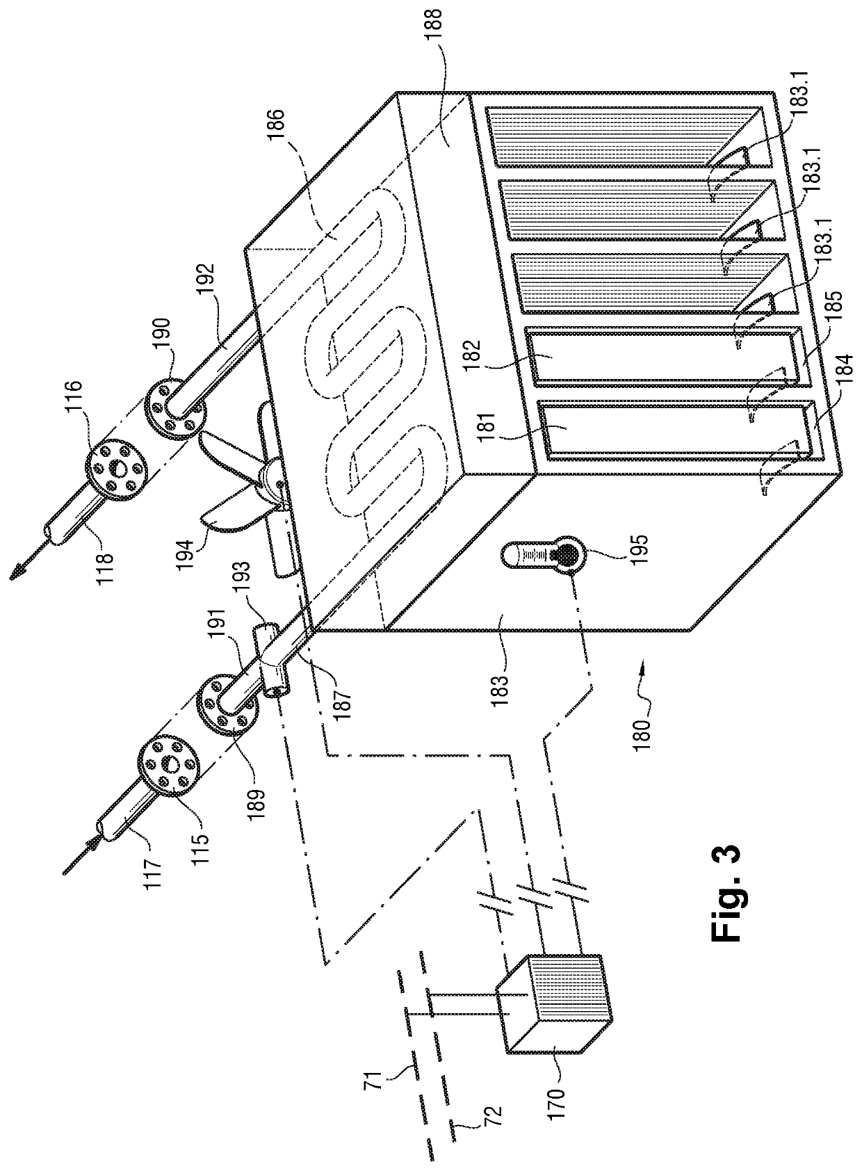 Device for cooling avionics racks with a  heat-transfer fluid