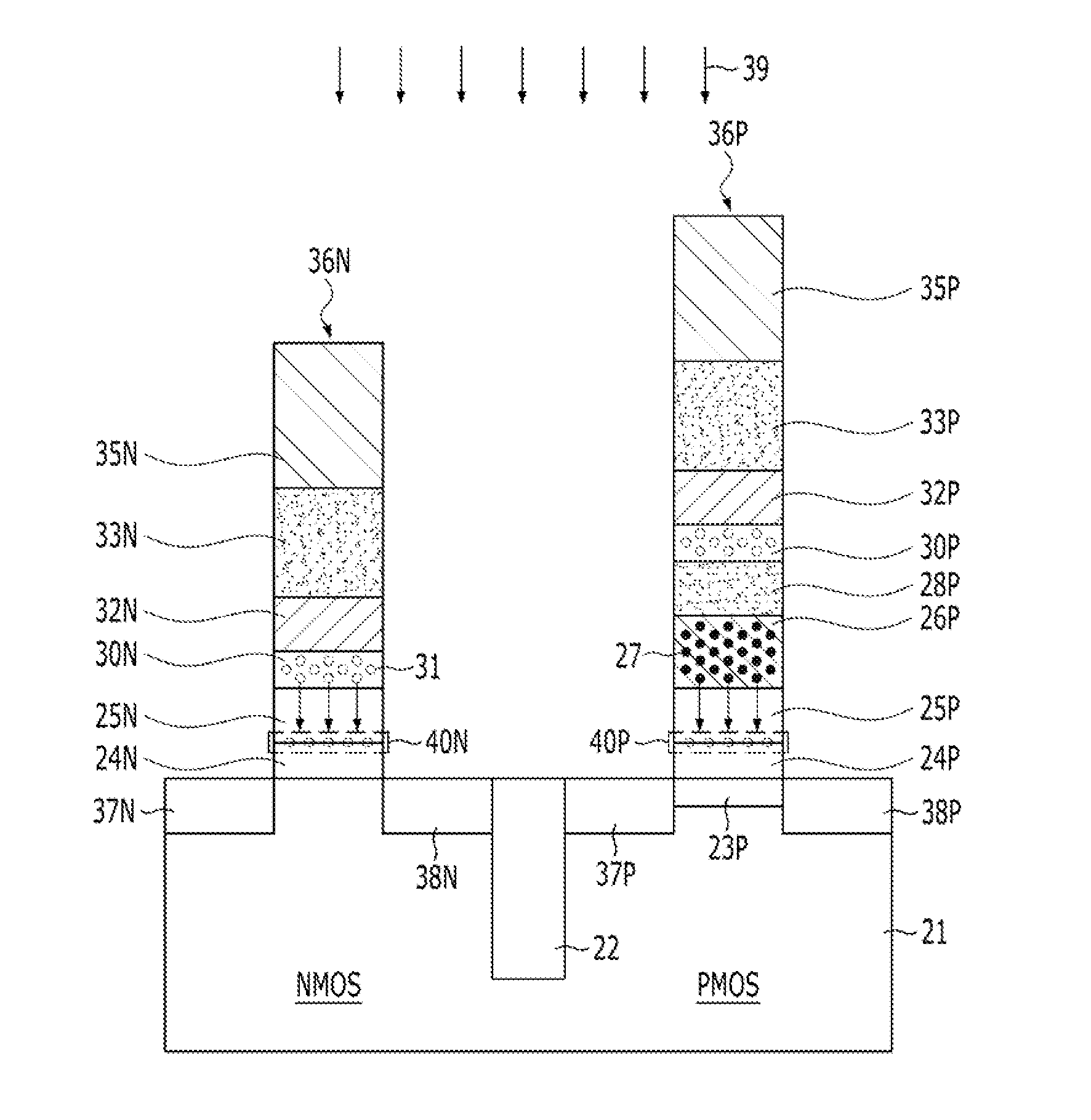 Semiconductor device including gate structure for threshold voltage modulation in transistors and method for fabricating the same
