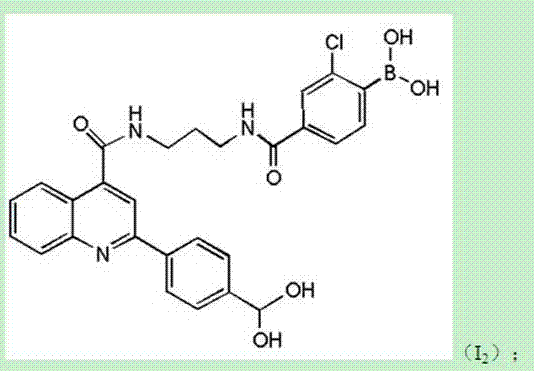 Hypoboric acid derivative based on 2-(4-dyhydroxy borane)pheoylquinoline-4-carboxylic acid and preparation method and application thereof