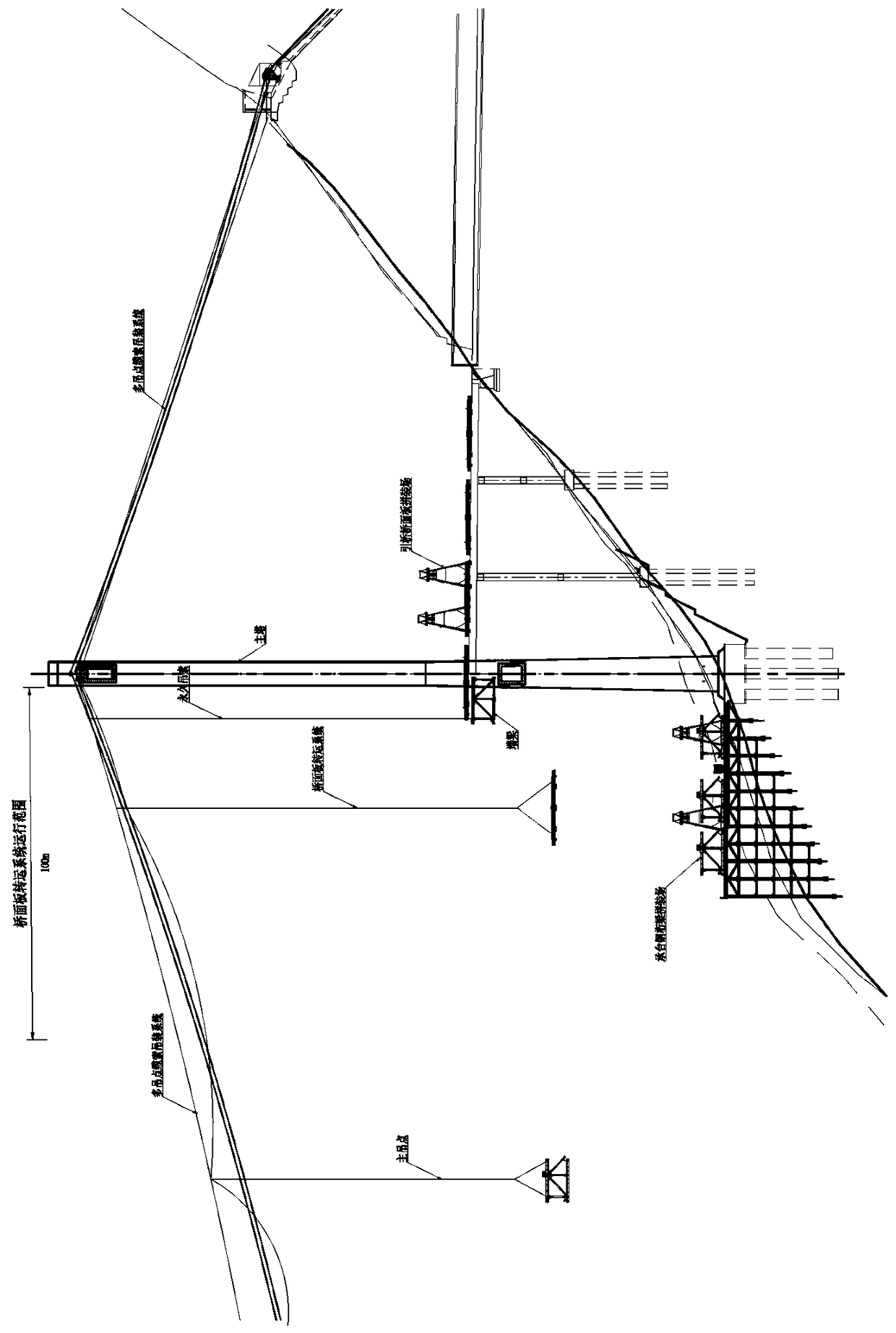 Construction method for utilizing multi-suspension cable crane to transfer bridge deck in limited mountainous area