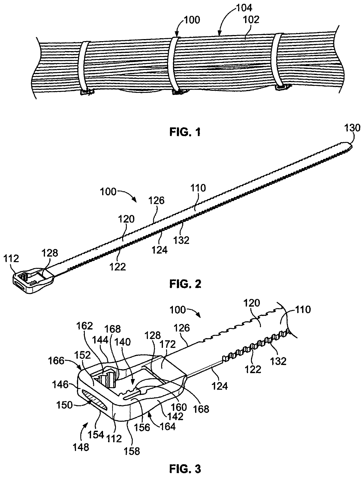 Low profile component tie