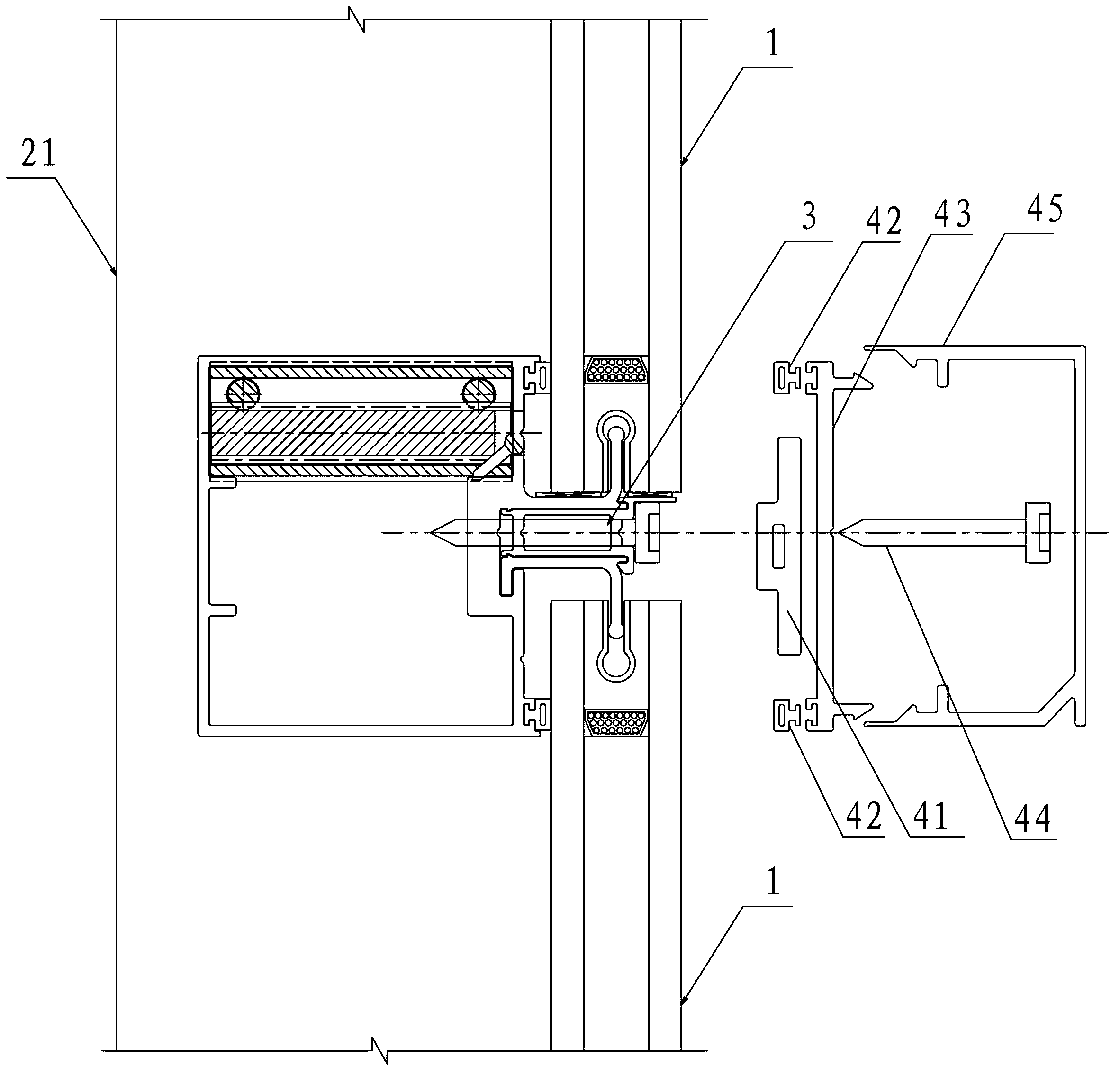 Curtain wall connecting node