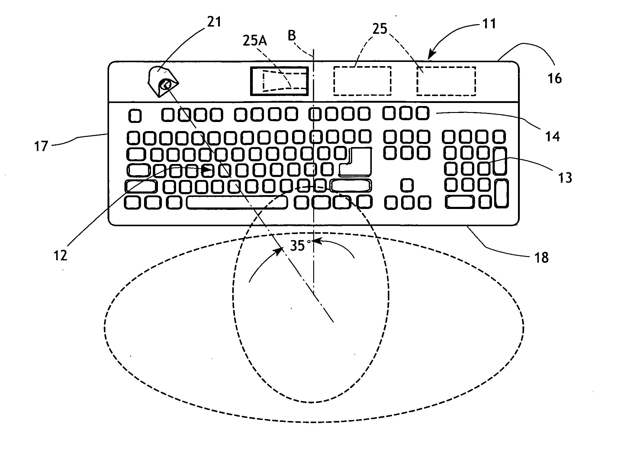 Computer keyboard with ultrasonic user proximity sensor