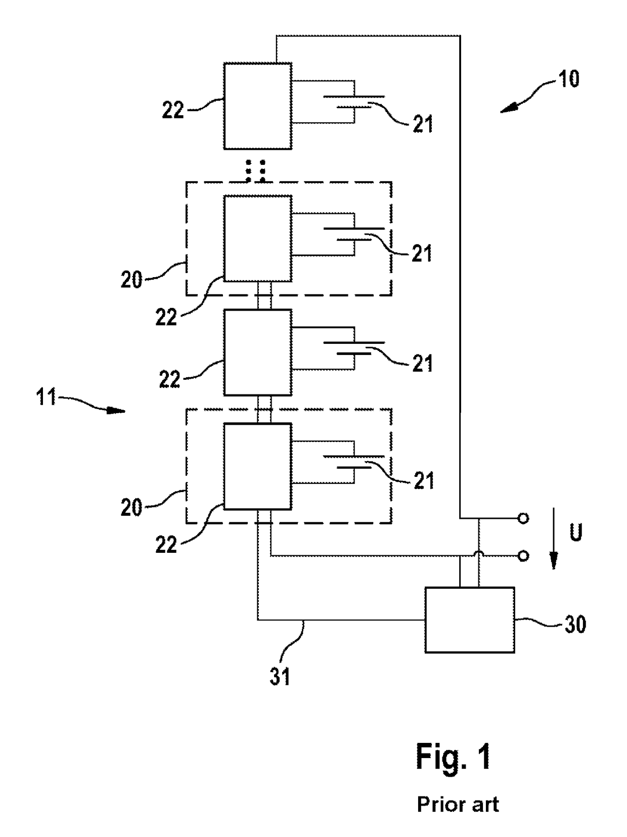 Method for connecting multiple battery cells of a battery and battery system having a battery with multiple battery cells and multiple battery-cell-monitoring modules which are respectively assigned to a battery cell