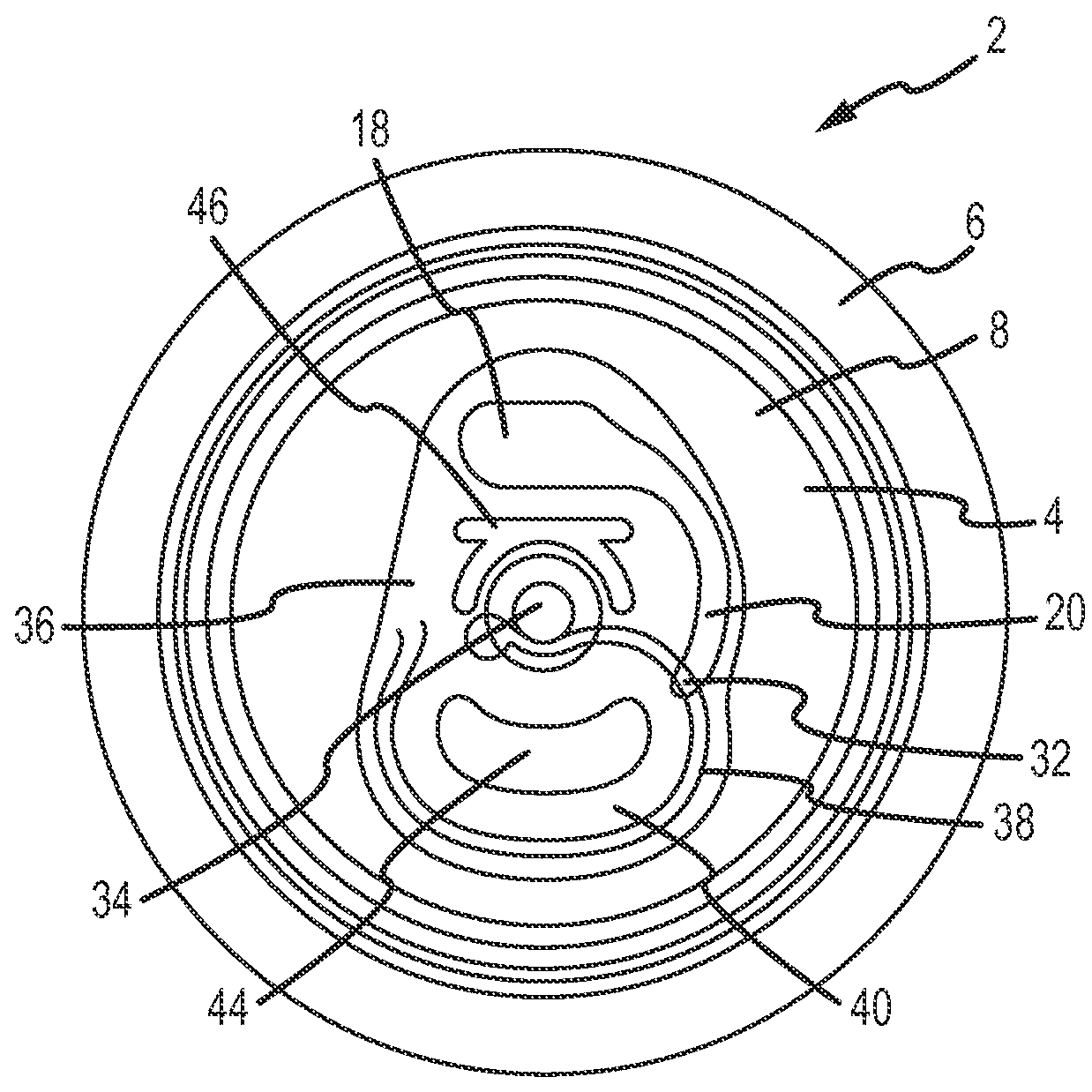 Container end closure with an integral fluid channel