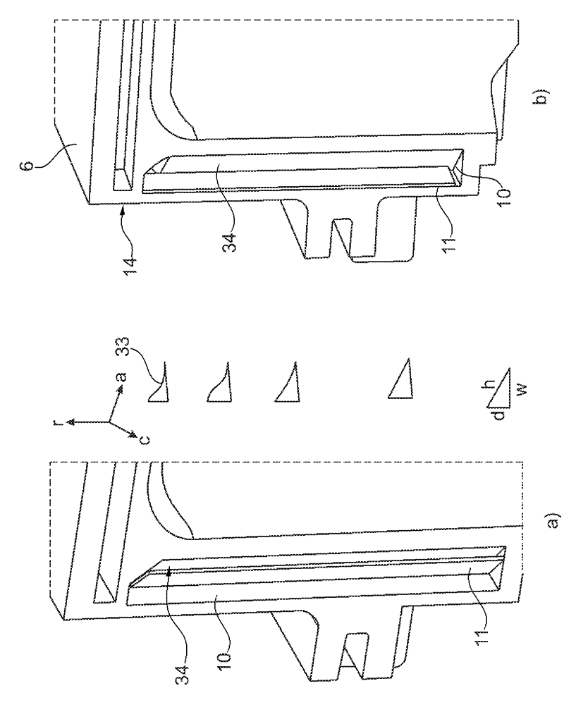 Blade of a rotary flow machine with a radial strip seal