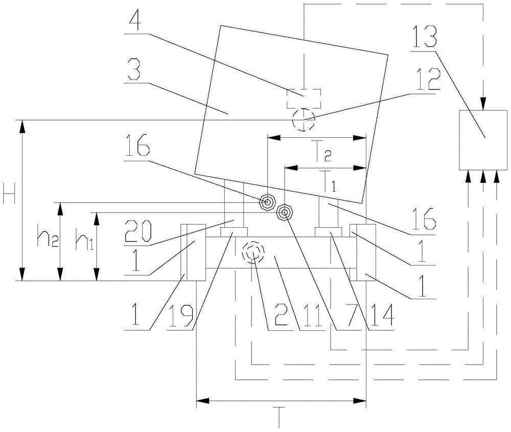 Dynamic measuring device for position of automobile heeling center axis and confirming method thereof