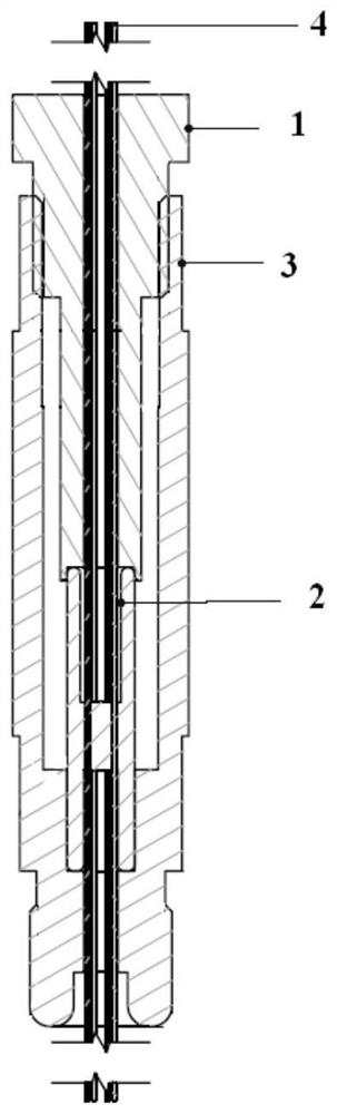Wire penetration piece for high-temperature and high-pressure electrochemical corrosion experiment, and assembling method thereof