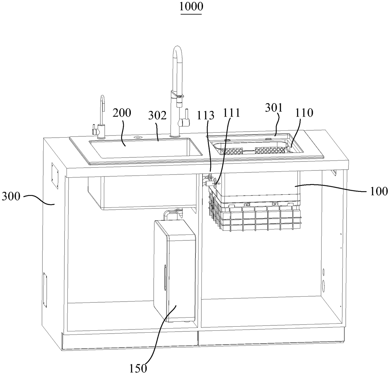 Cleaning device and combined kitchen appliance