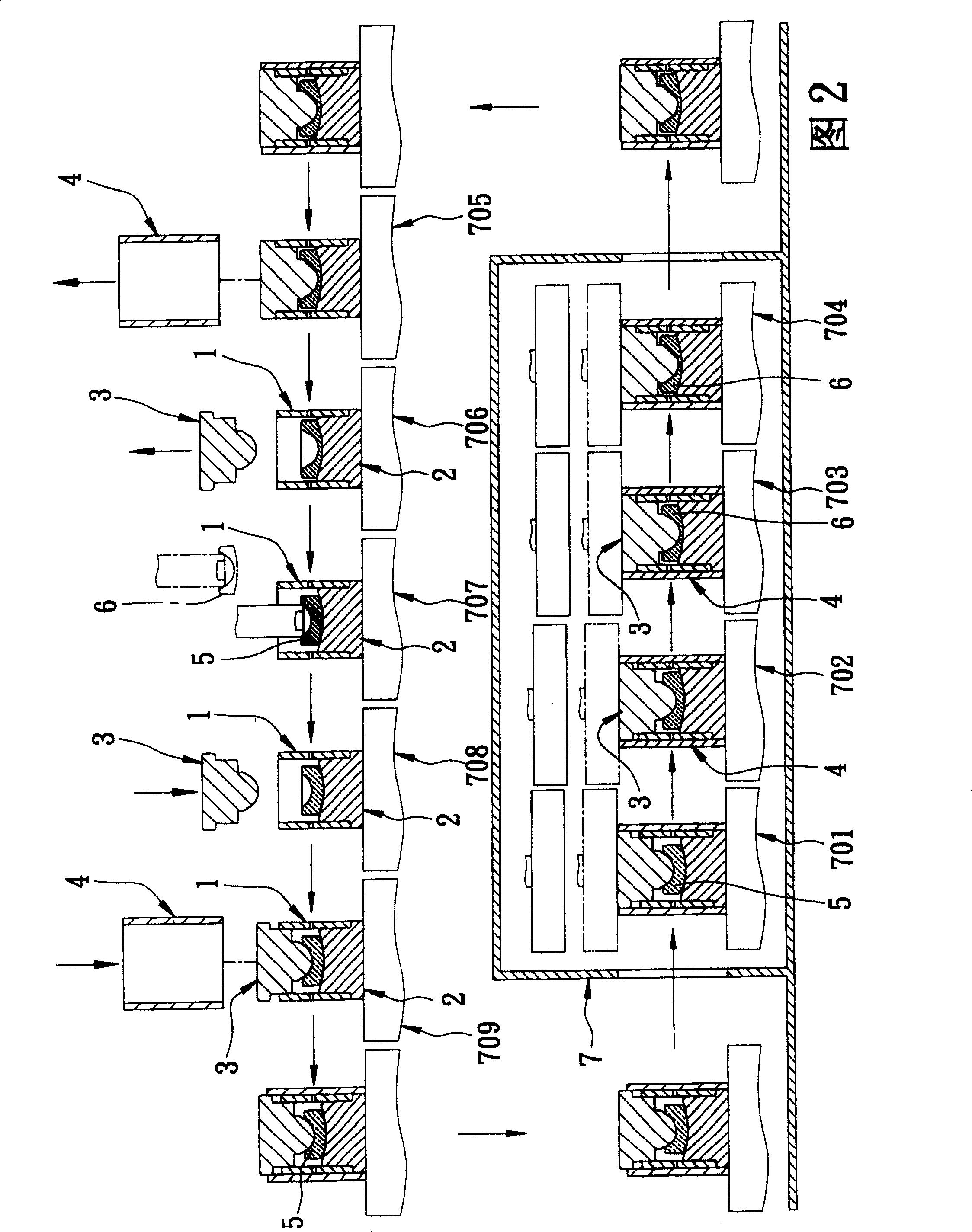 Glass moulding-shaping device capable of simplifying mounting-dismounting programme