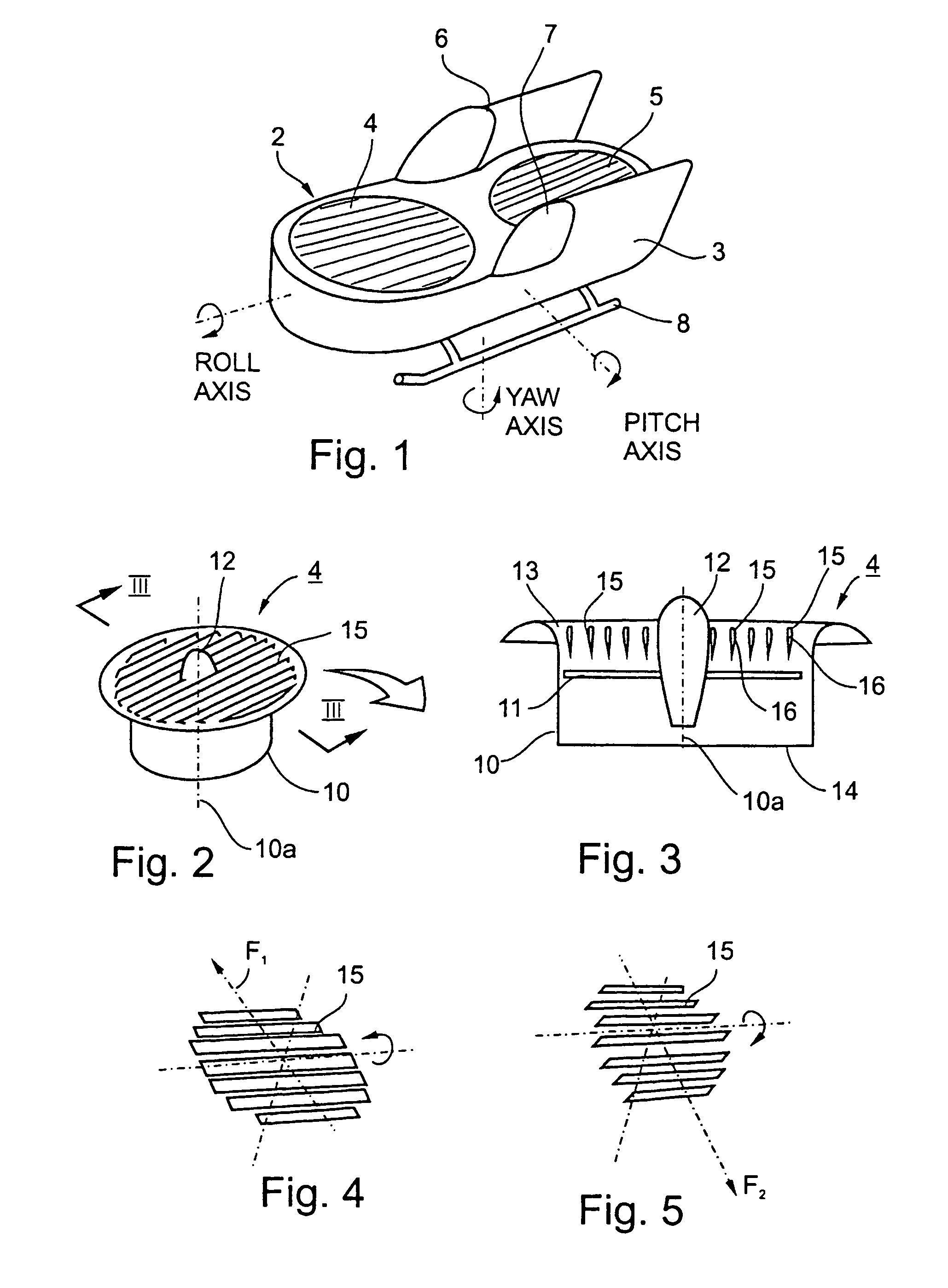 Apparatus for generating horizontal forces in aerial vehicles and related method