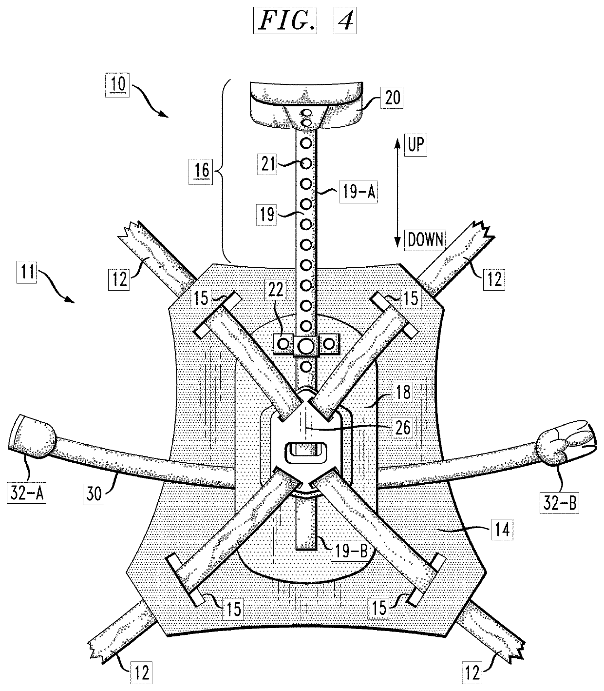 Adjustable back, neck, and head support for fall arrest harness