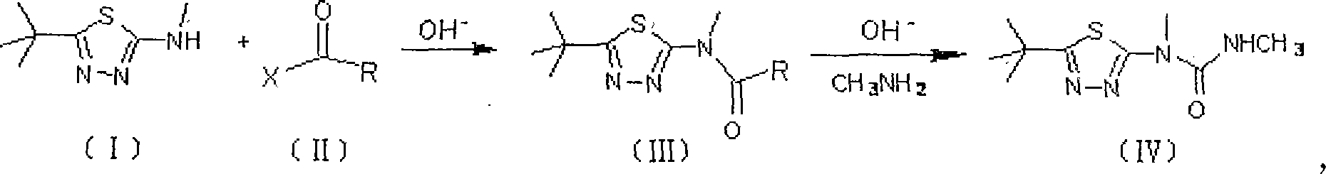 Method for preparing terbufos benzthiazuron