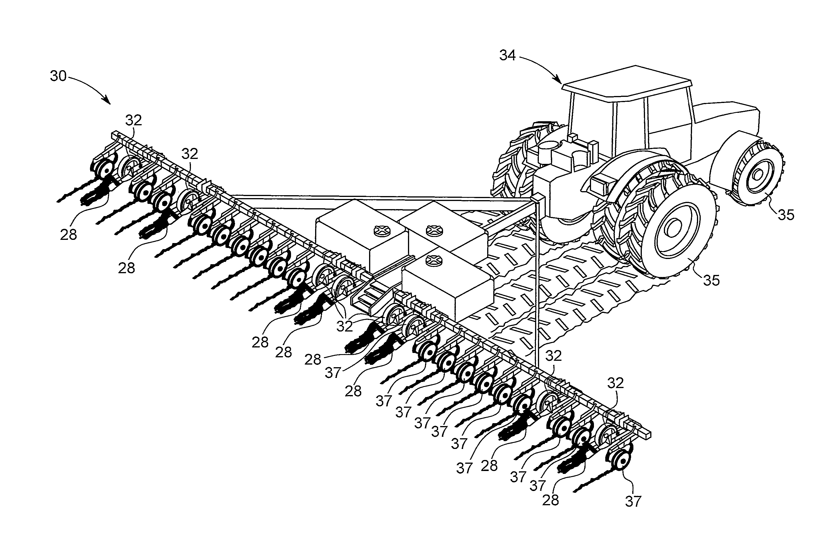 Tillage device for agricultural machinery or implements to reduce compaction caused by wheels in a field