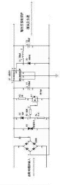 Power supply device for taking electricity from high-voltage side in induction manner