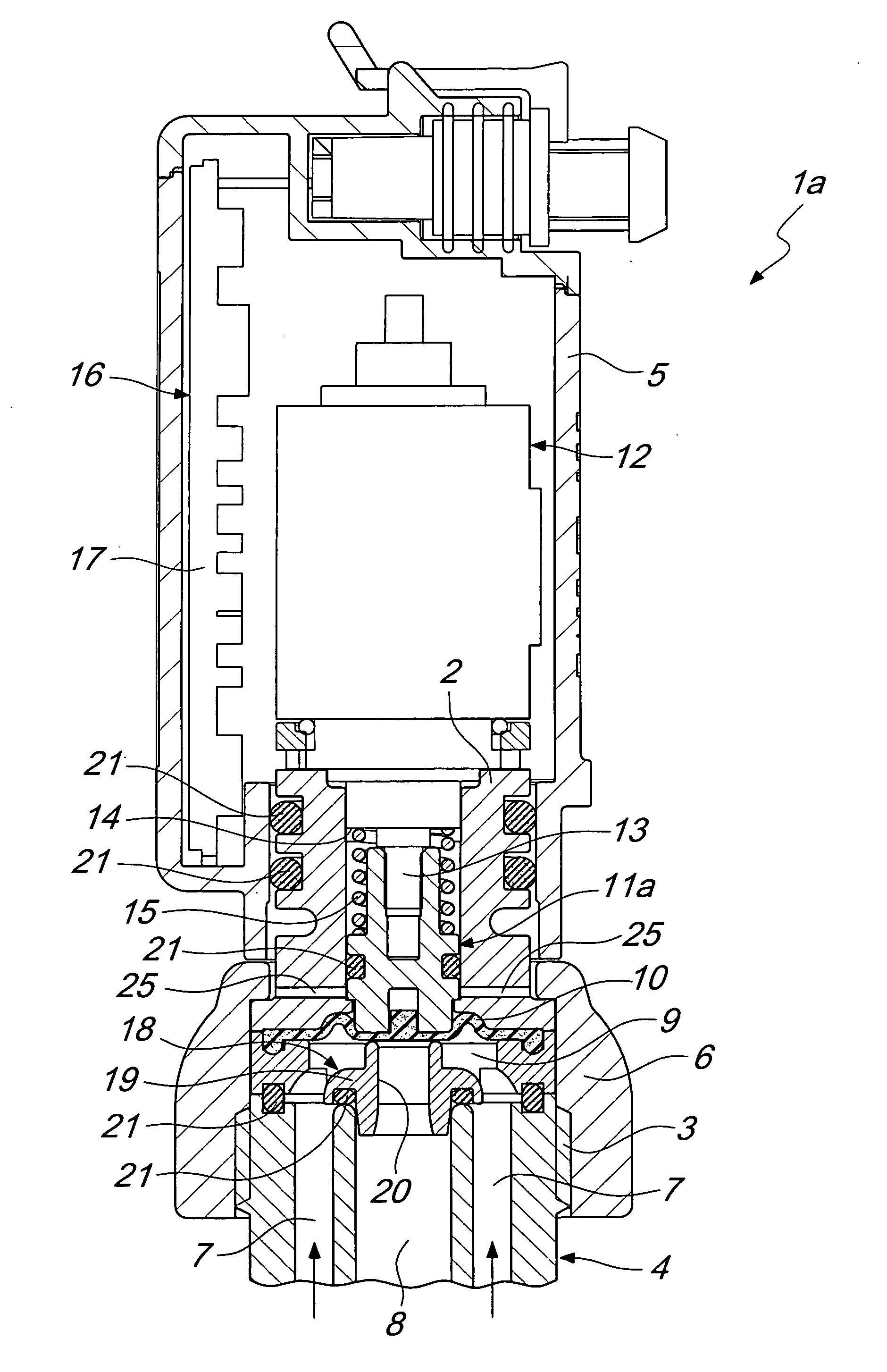 Electromechanically actuated membrane valve for branching ducts of sprinkling and/or weed control systems
