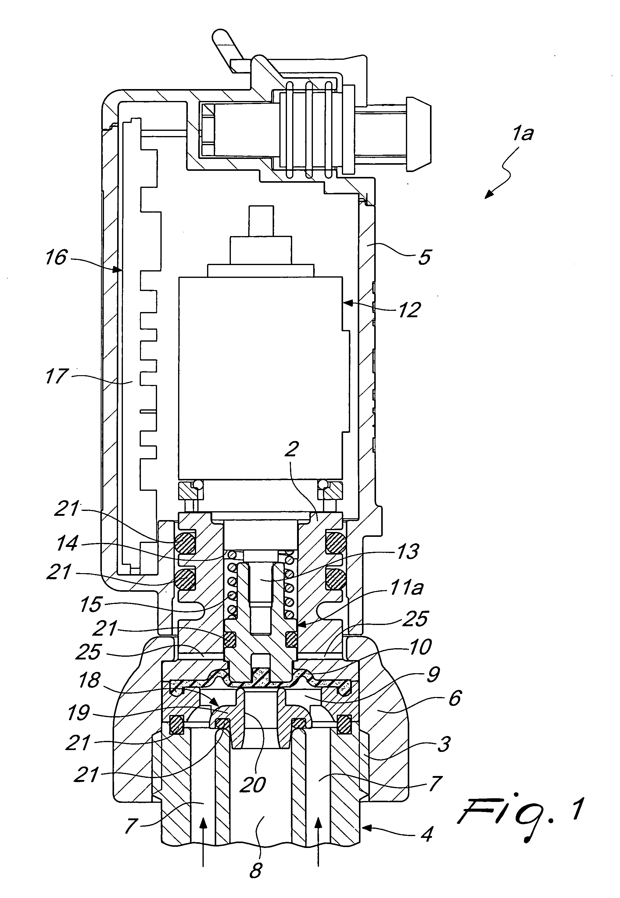 Electromechanically actuated membrane valve for branching ducts of sprinkling and/or weed control systems