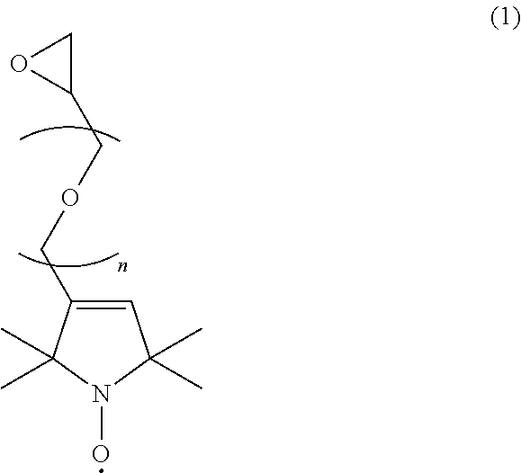 Radical composition and battery using same