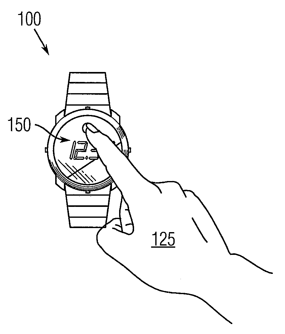 Portable electronic timepiece with touch sensitive user interface