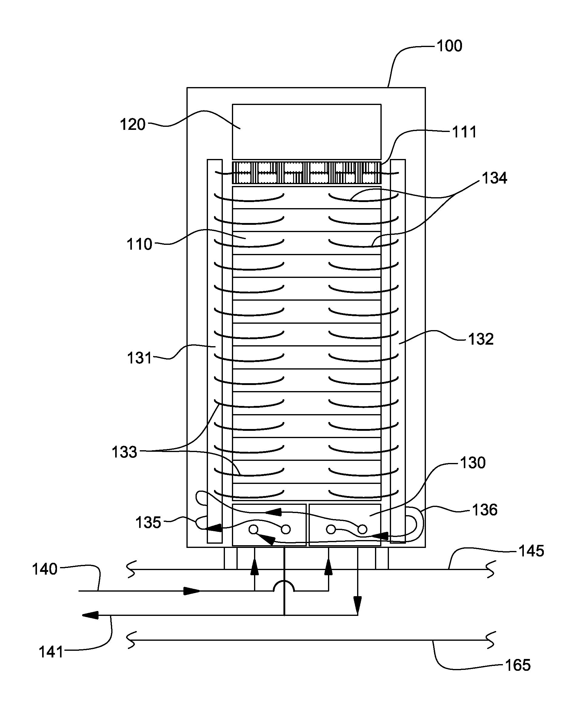 Flow boiling heat sink structure with vapor venting and condensing
