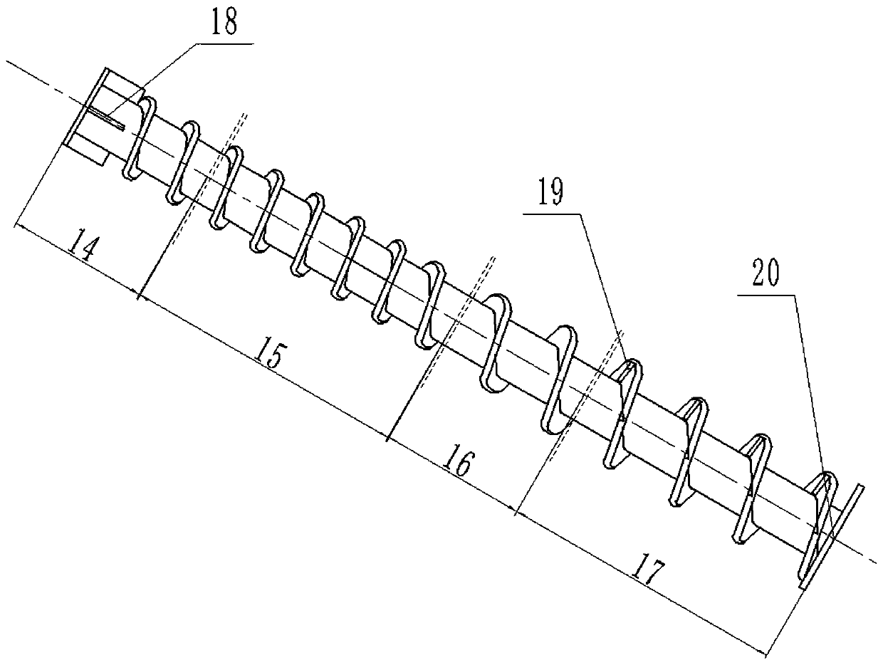 Multi-section spiral continuous feeding device for particle materials