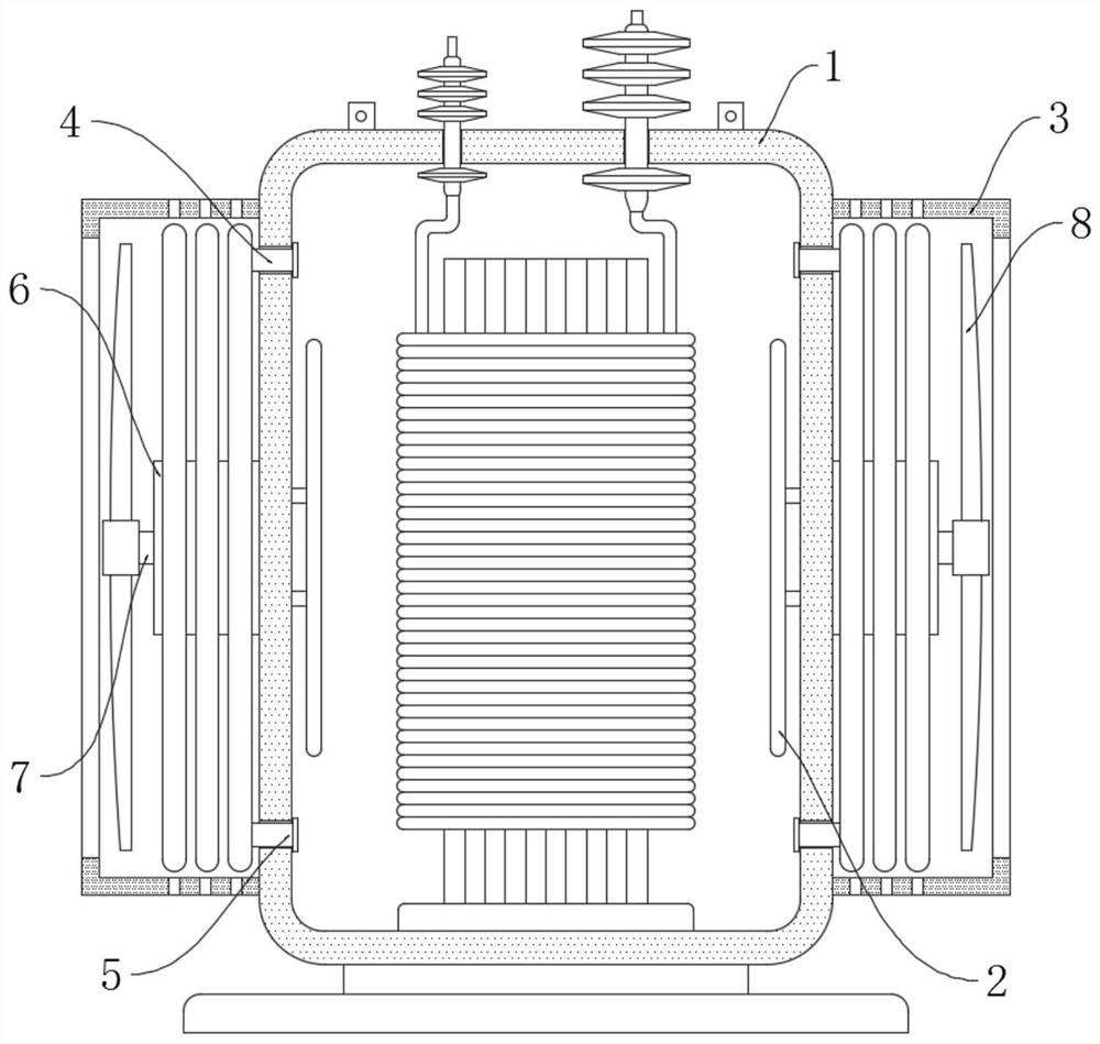 Magnetic flux leakage driving type heat dissipation oil tank of transformer