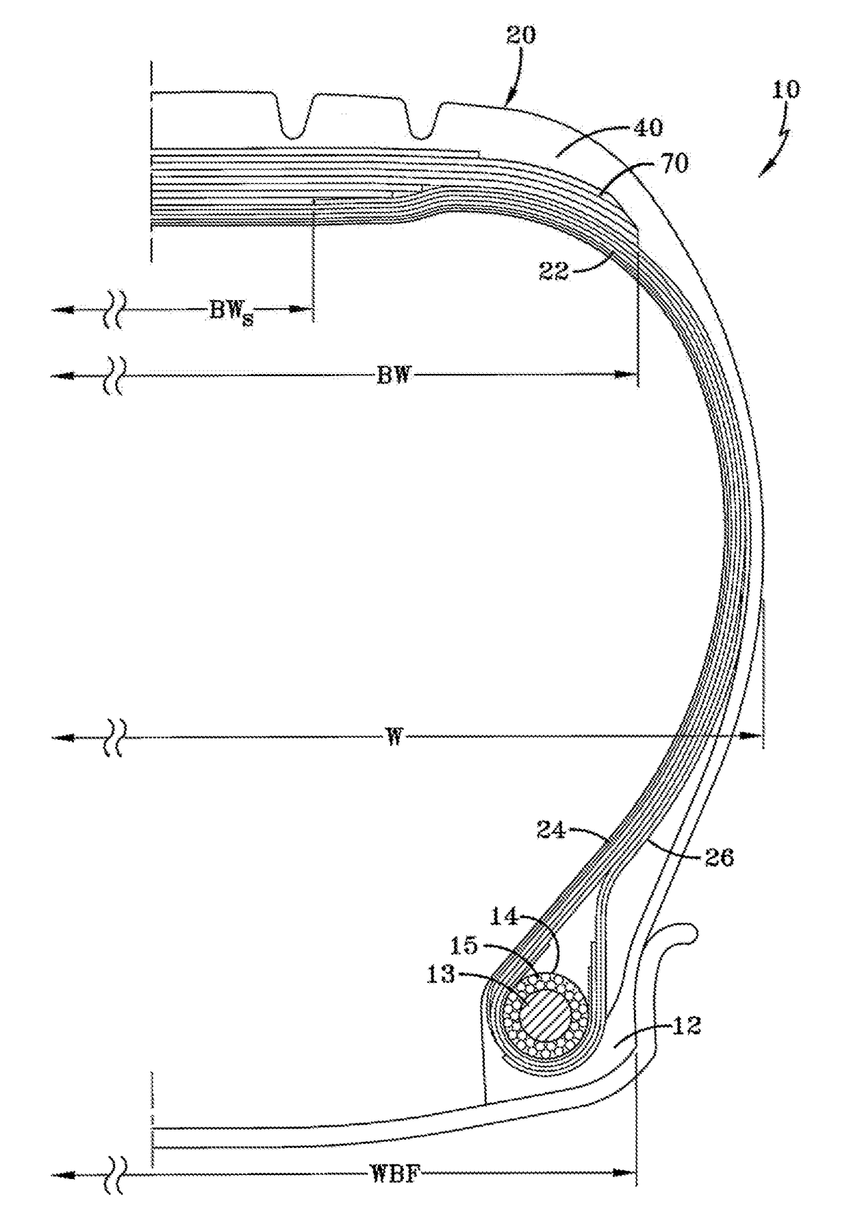 Reduced weight aircraft tire