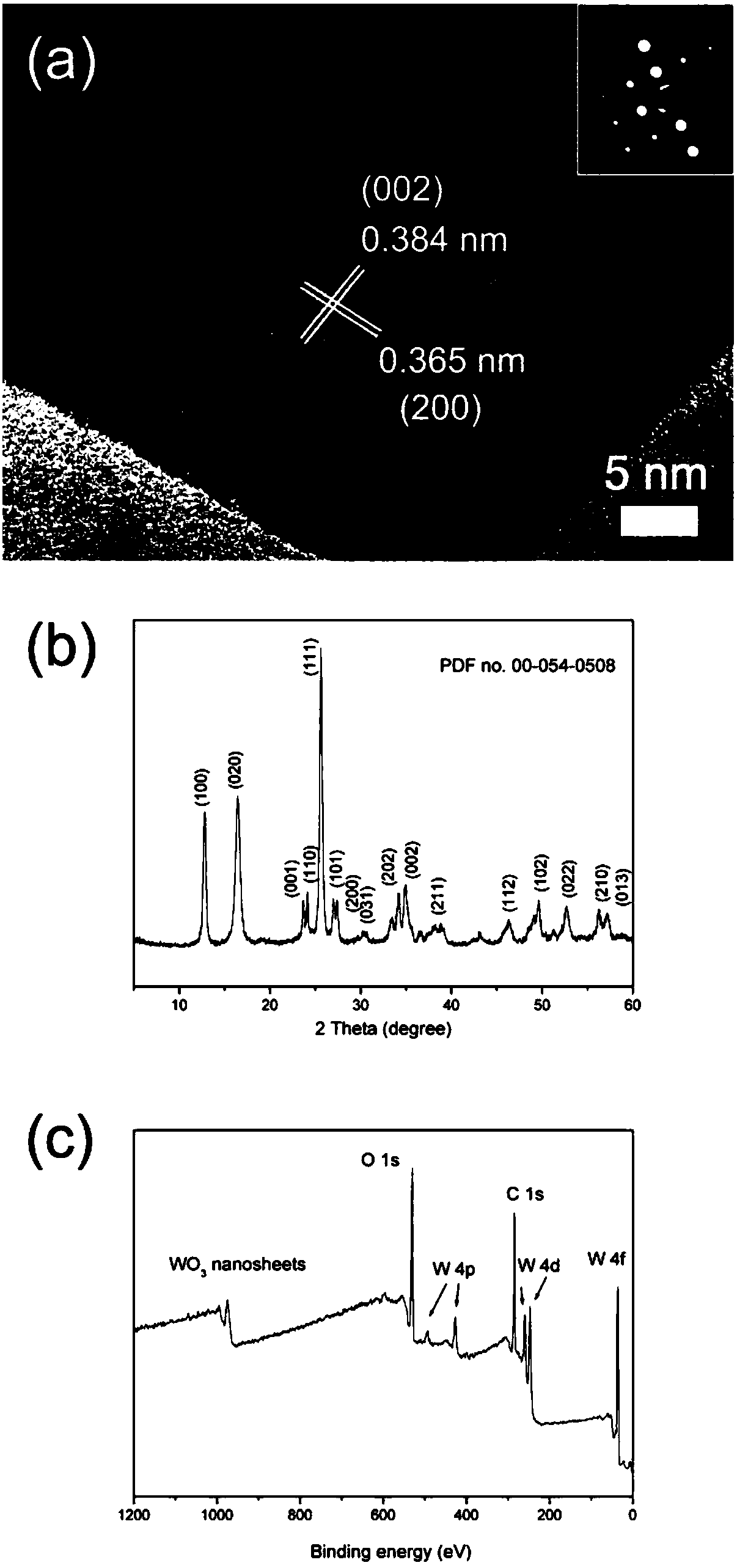 Preparation method of thickness controllable WO3 nano sheet for trimethylamine gas sensor