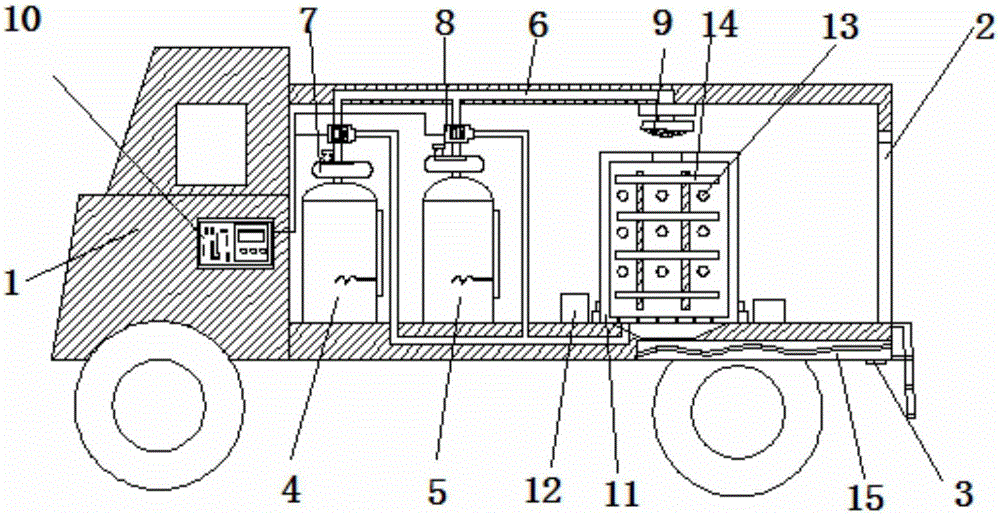 Movable shower type medicinal bath vehicle for infectious victim based on prevention of diffusion of infection source