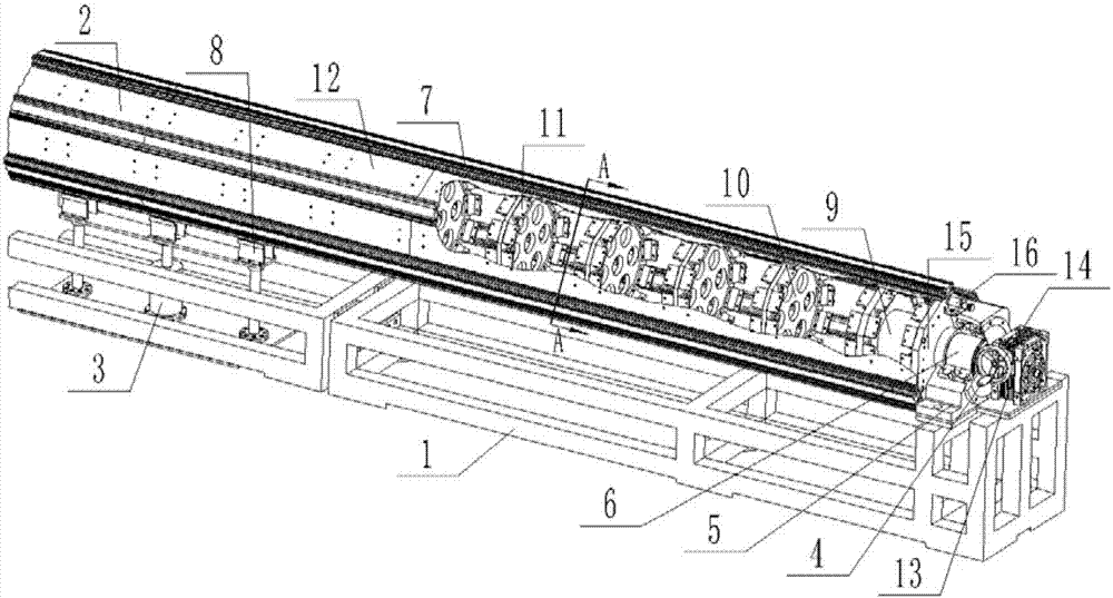 A rotary multi-station paddle beam with winding mandrel workbench