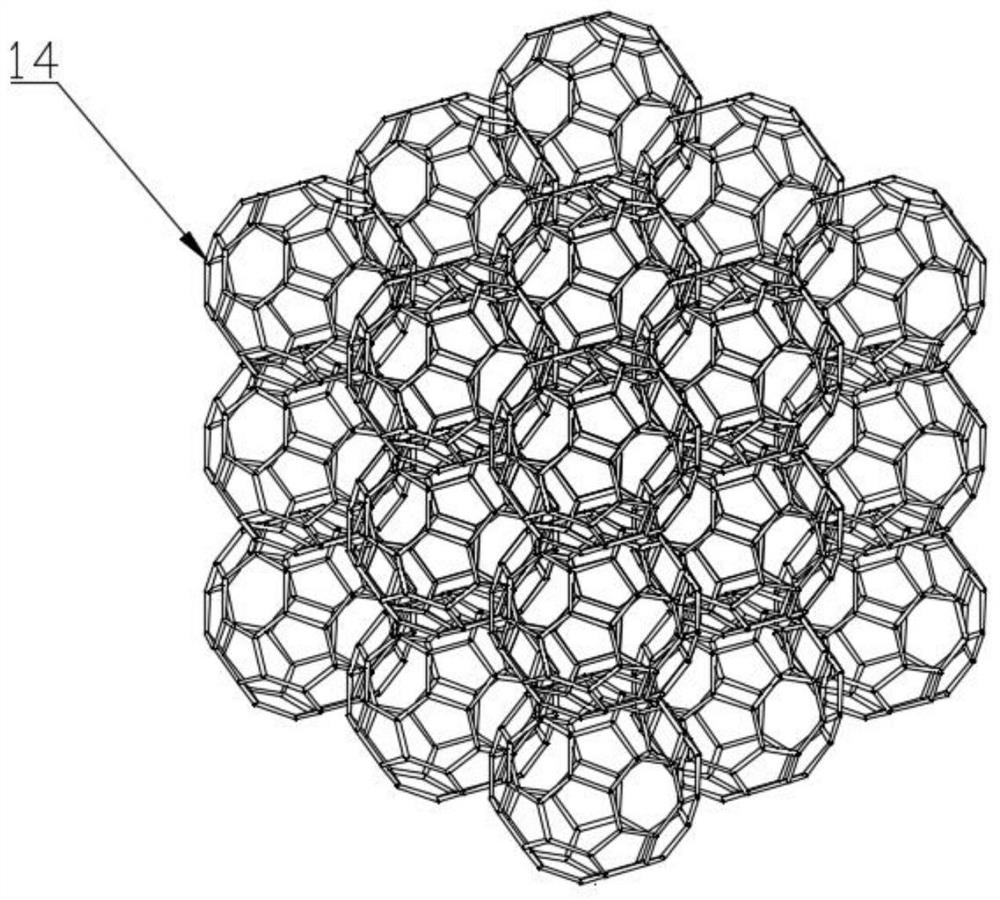 Multidirectional bearing honeycomb buffering combined energy absorption structure imitating footballene structure