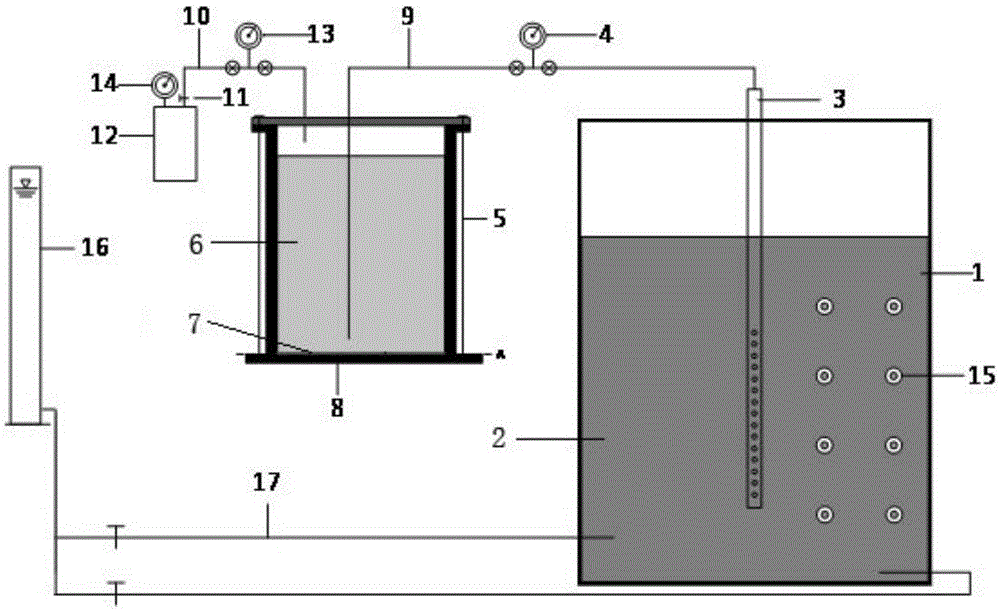 A testing apparatus and a method for measuring a diffusion radius for binary-slurry grouting
