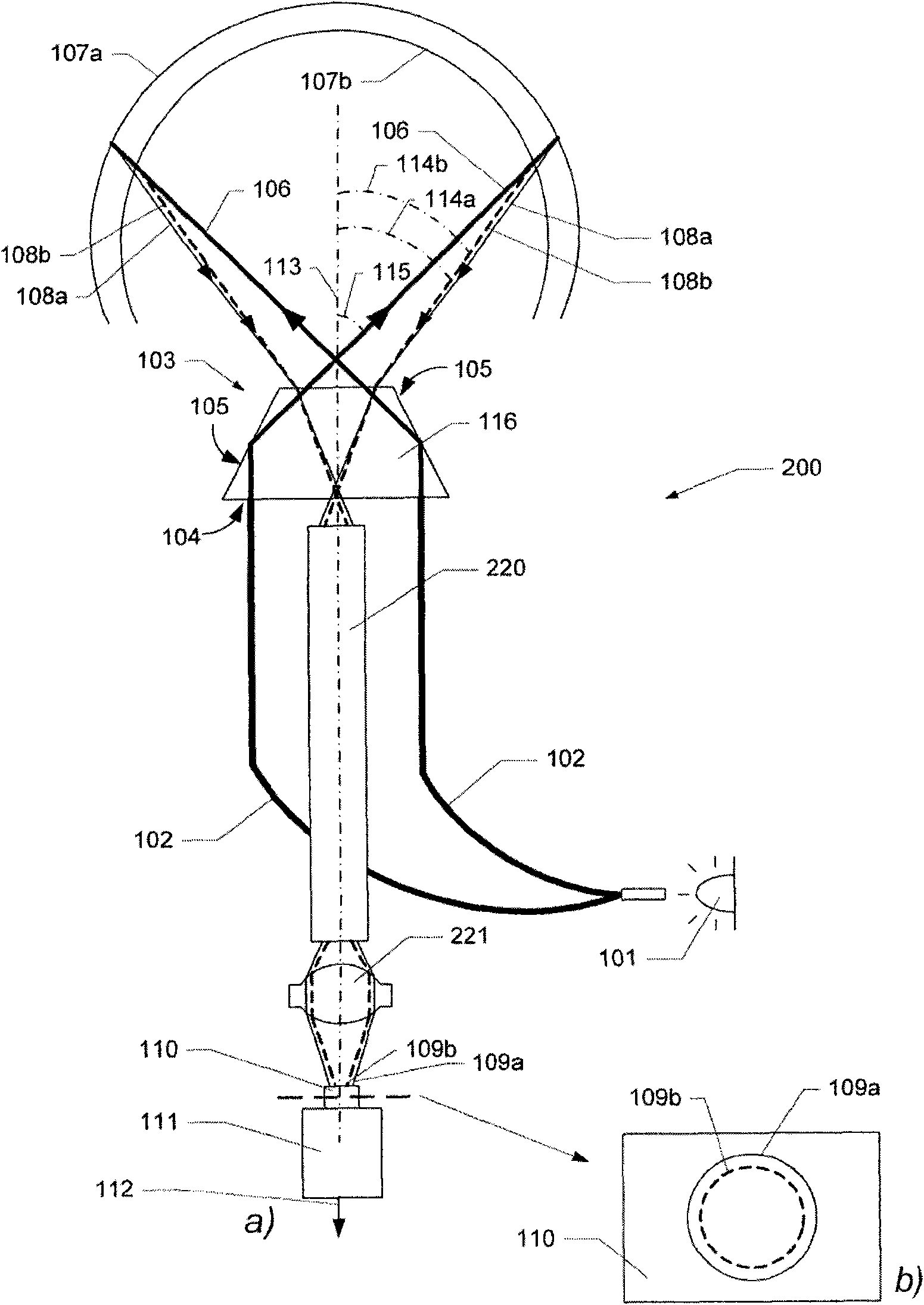 Device and method for obtaining geometrical data relating to a cavity