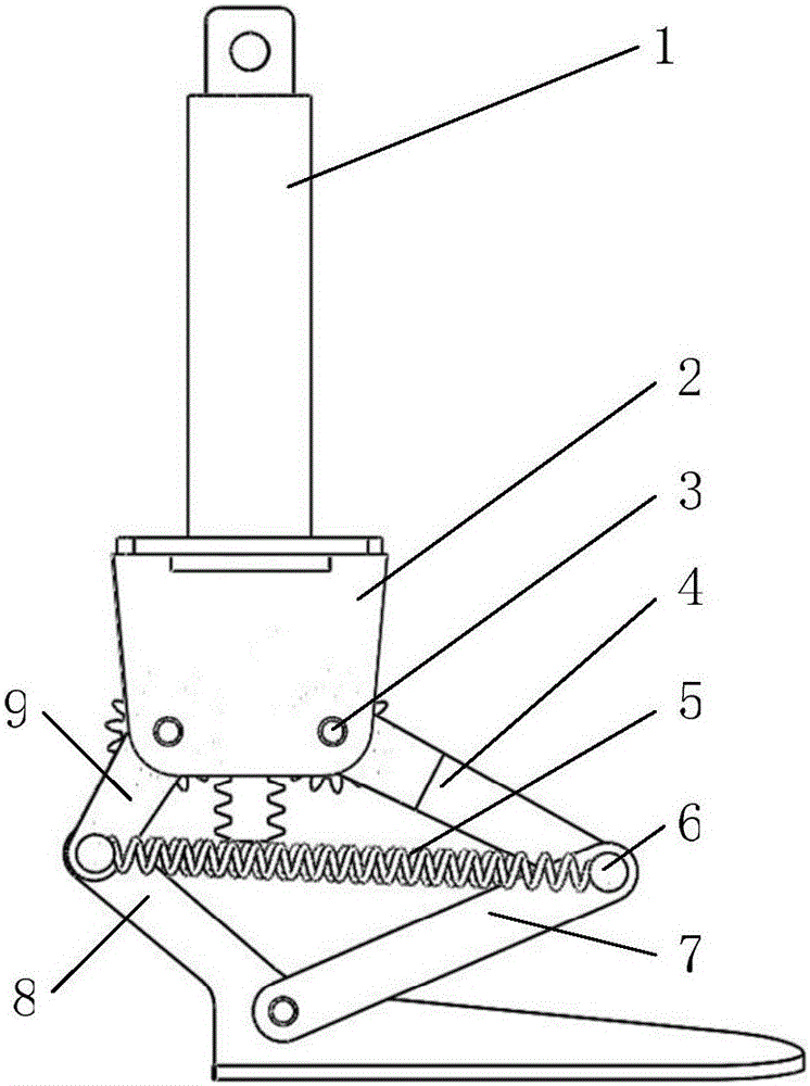 Gear five-rod jumping ankle joint based on hydraulic driving