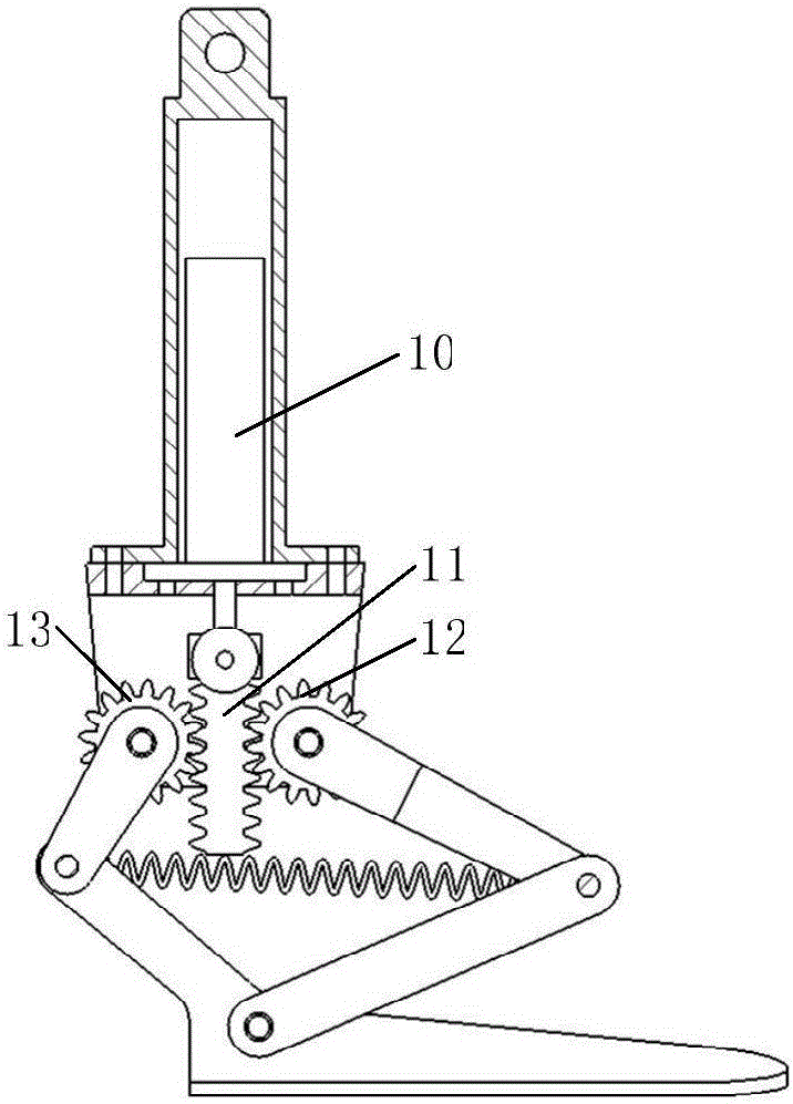 Gear five-rod jumping ankle joint based on hydraulic driving