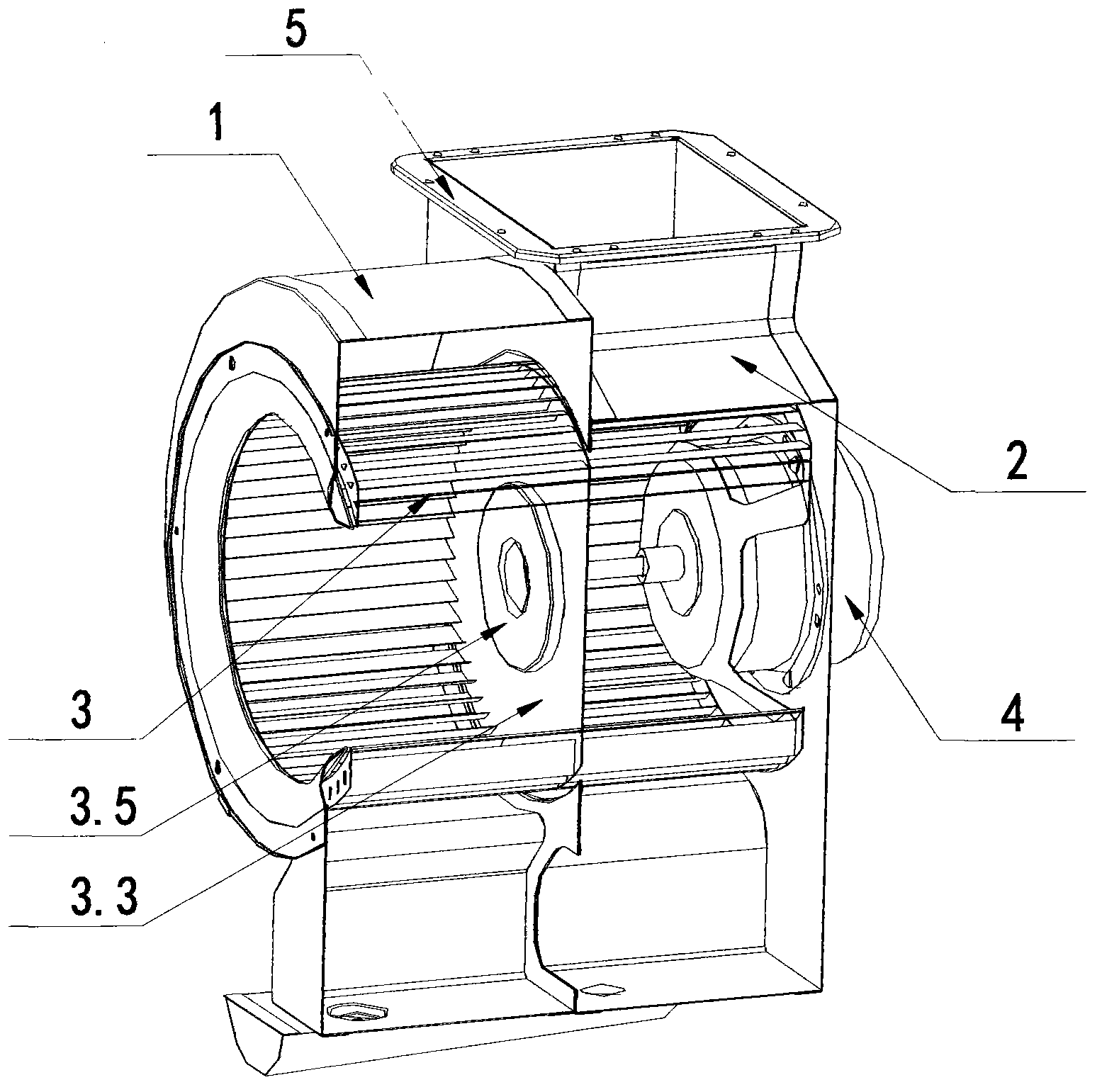 Relay flow fan and extractor hood with same