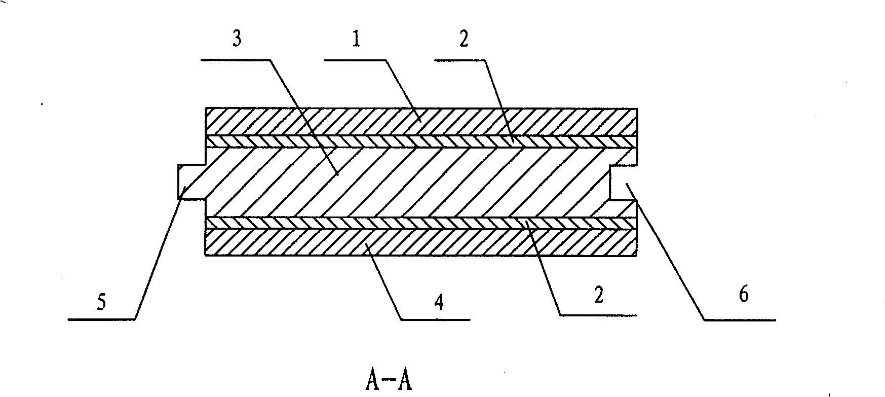 Five-layered thick core wood compound floor board and mfg. method thereof