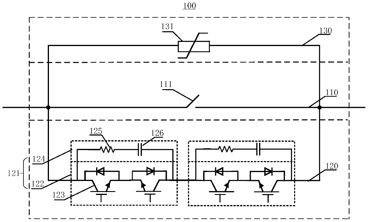 Hybrid DC circuit breaker and DC system on-off control method