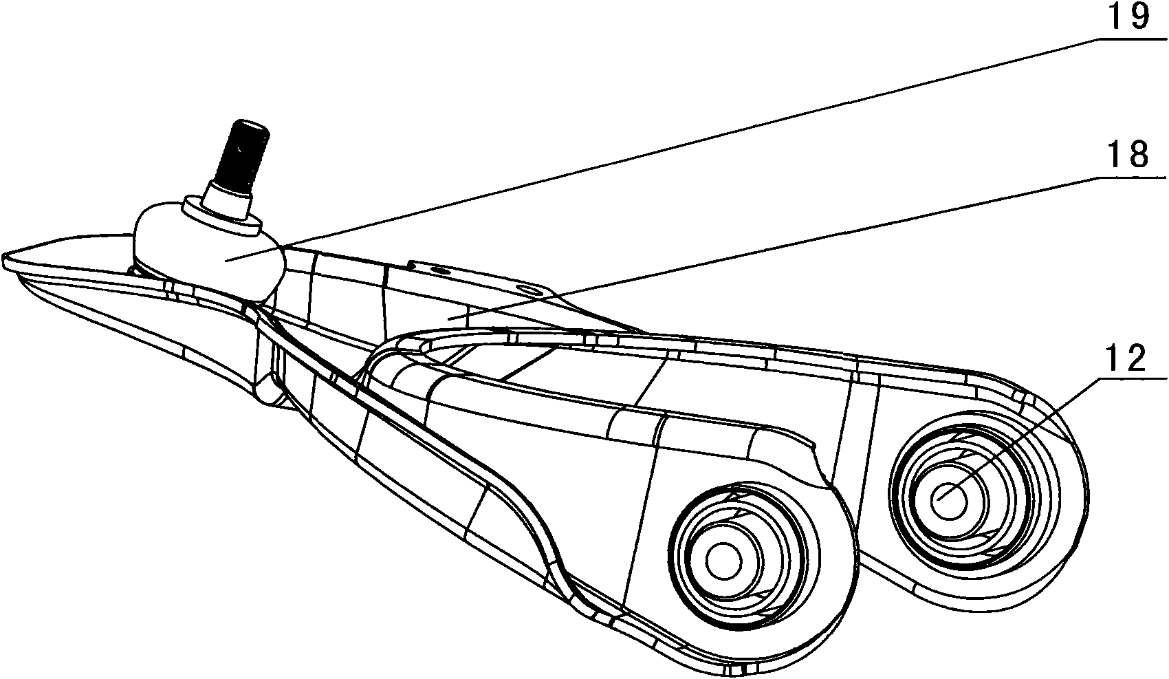Retractable and adjustable U-shaped support arm structure for automobile chassis suspension wheel