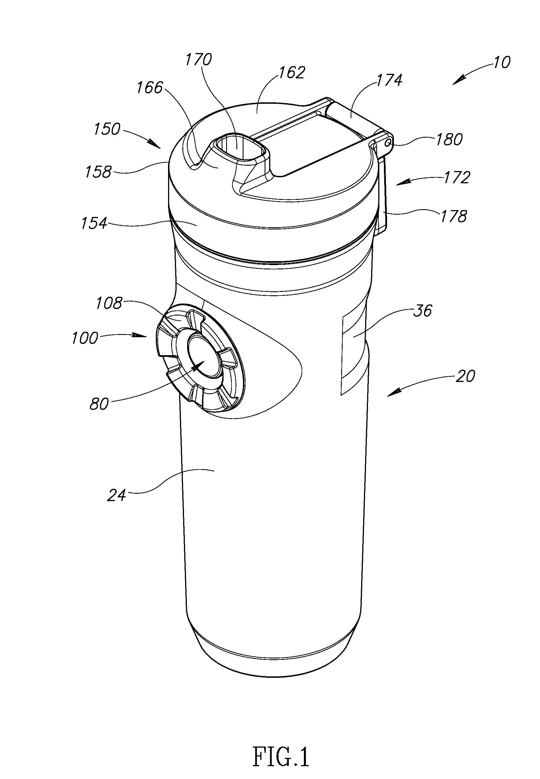 Beverage container with one-handed operation