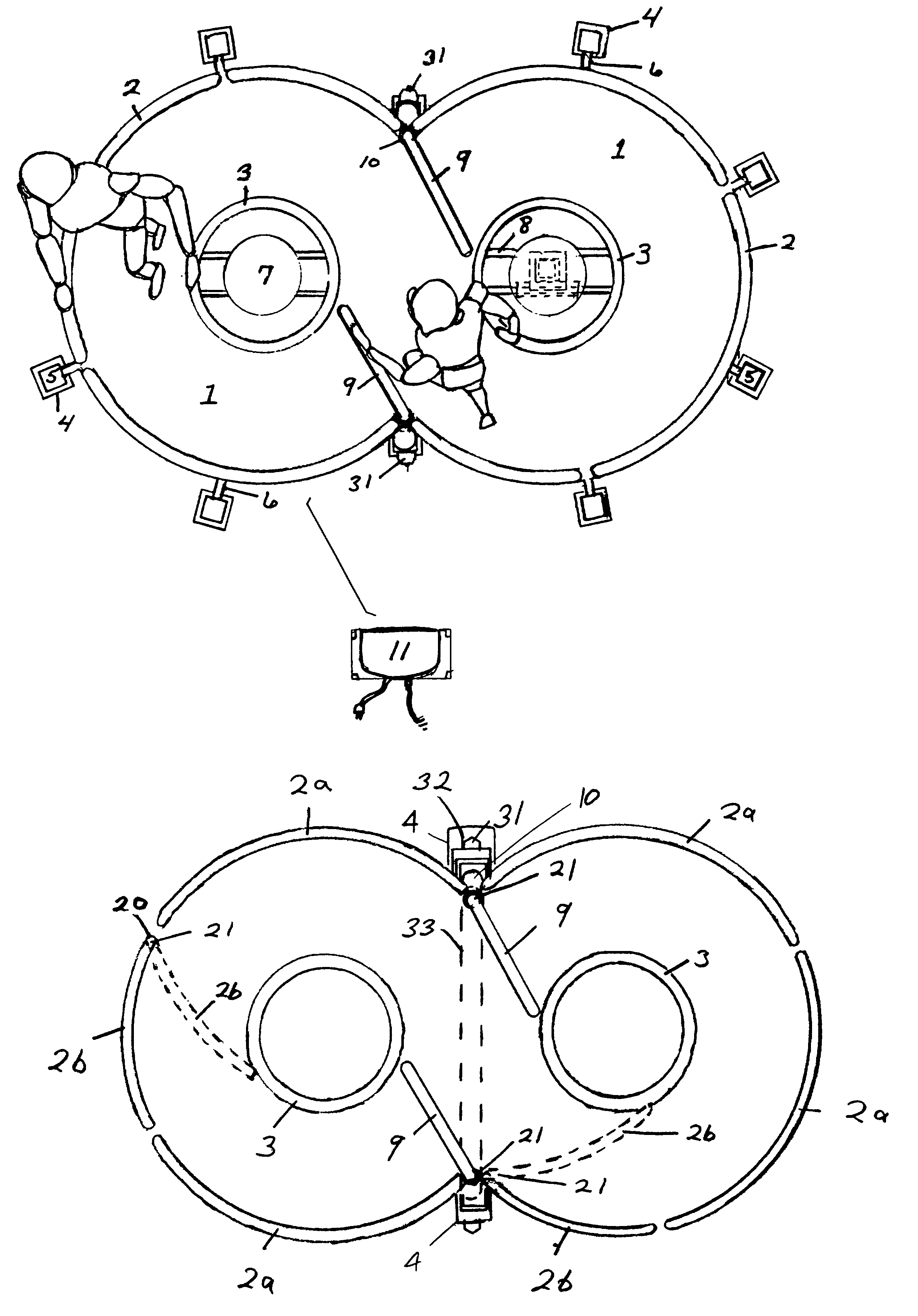 "Figure-eight" track, apparatus and method for sensory-motor exercise